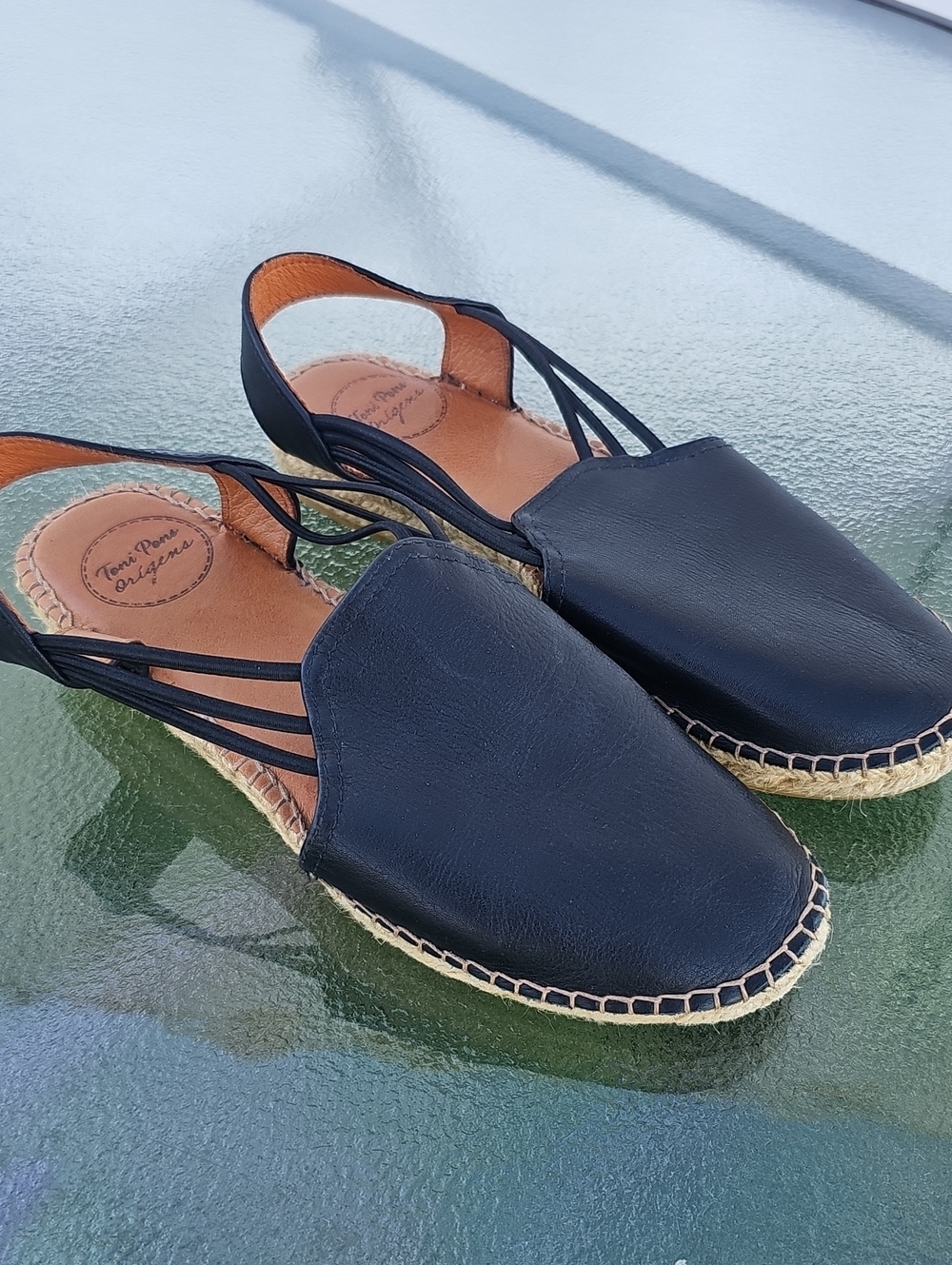 Tony Pons Black Leather Sandals Size 38 Made in Spain